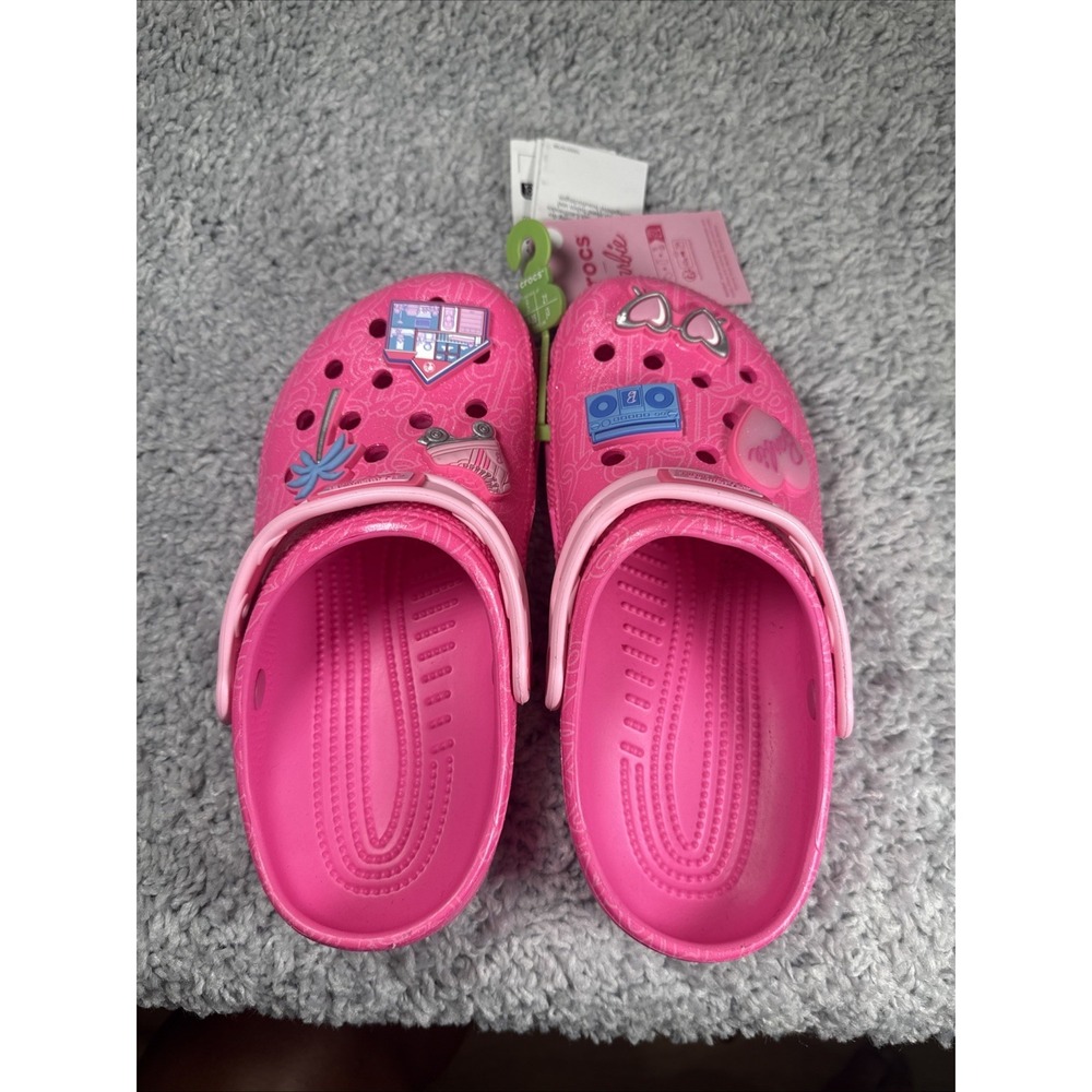 Crocs Kids Mattel Pink Barbie Classic Clogs 211406-90H Size J3 nwt - Picture 8 of 11